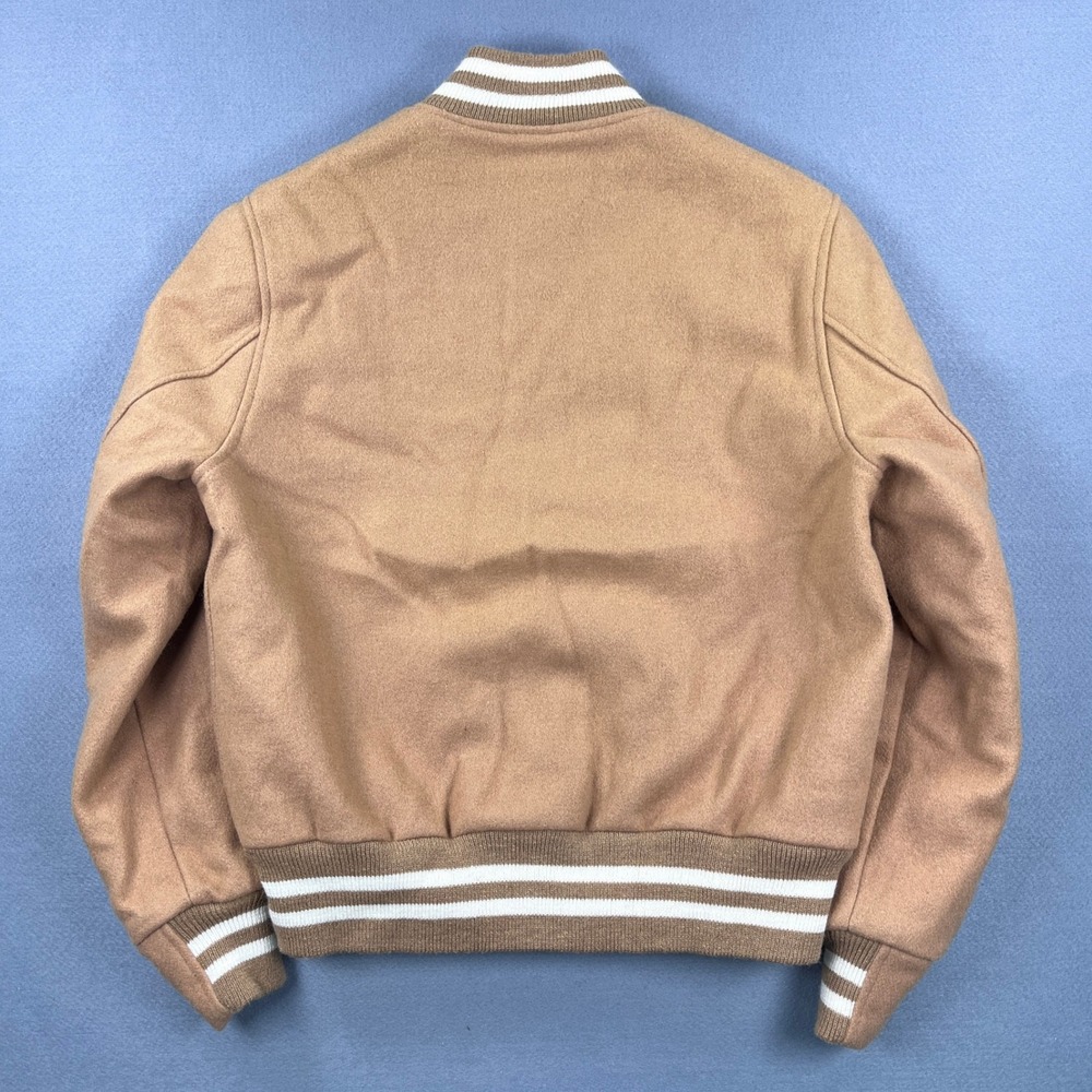 Slater and Son Golden Bear Mens Wool Varsity Bomber Jacket Tan Made in USA M - Picture 3 of 8